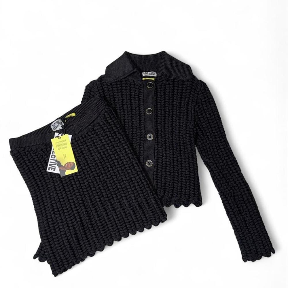 Future Collective x Jenee Naylor Chunky Textured Knit Co-ord Set Black